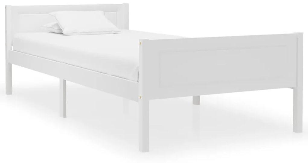 Estrutura de cama 100x200 cm madeira pinho maciço branco