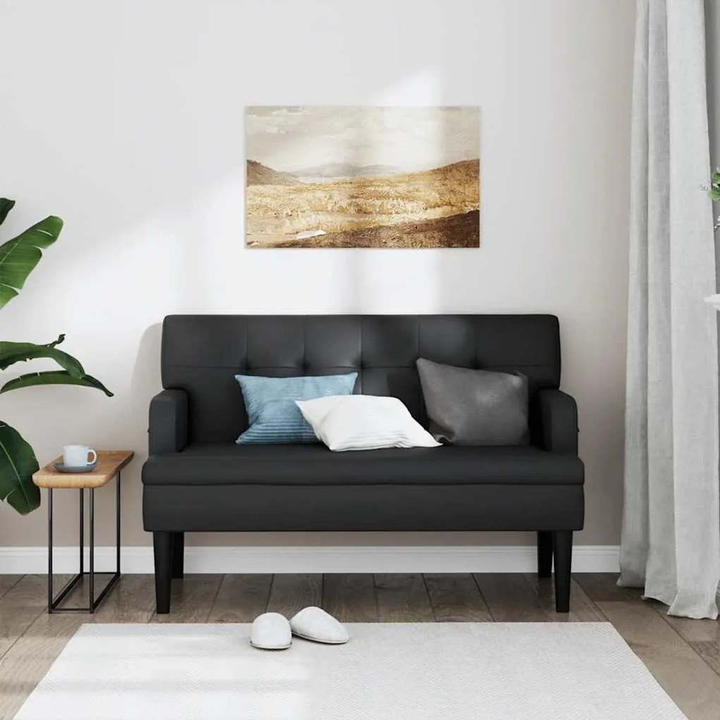 Banco com encosto 112x65,5x75 cm couro artificial preto