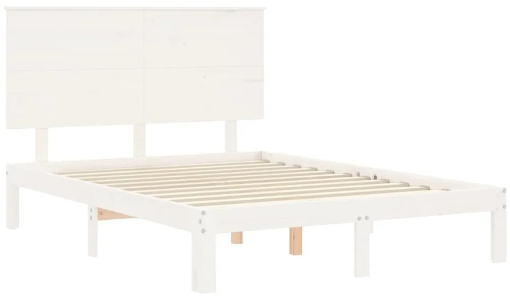 Cama sem colchão 140x200 cm madeira de pinho maciça branco
