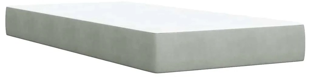 Cama com molas/colchão 100x200 cm veludo cinza-claro
