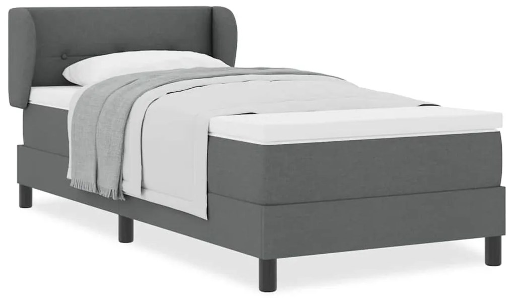 Cama Box com Colchão vidaXL em Cinza Escuro, 90x190 cm, Tecido