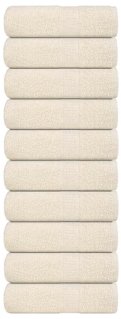 vidaXL Toalhas de bidé 10 pcs 30x50 cm 360 gsm 100% algodão creme