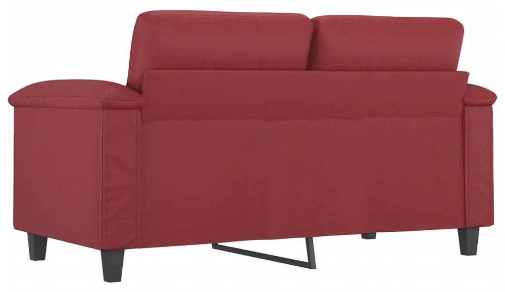Sofá de 2 lugares 120 cm couro artificial vermelho tinto