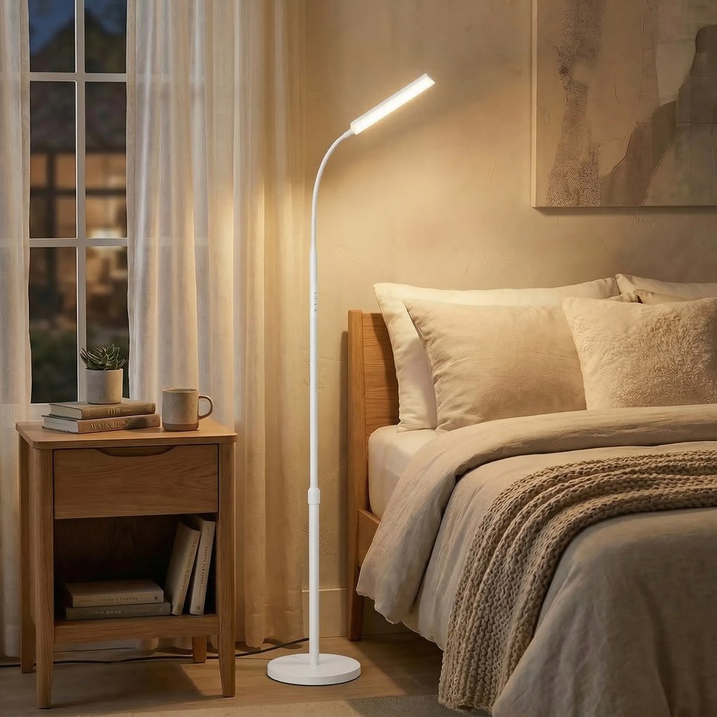 Candeeiro de pé, altura ajustável 141-175 cm branco