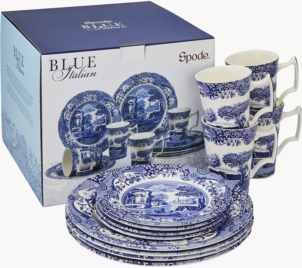 Conjunto de loiça Blue Italian, conjunto de 12
