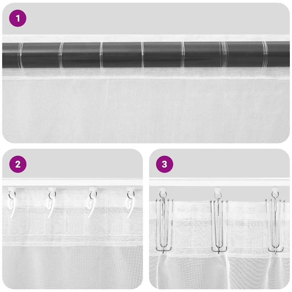 Cortinas de voile com aba 2 pcs castanho