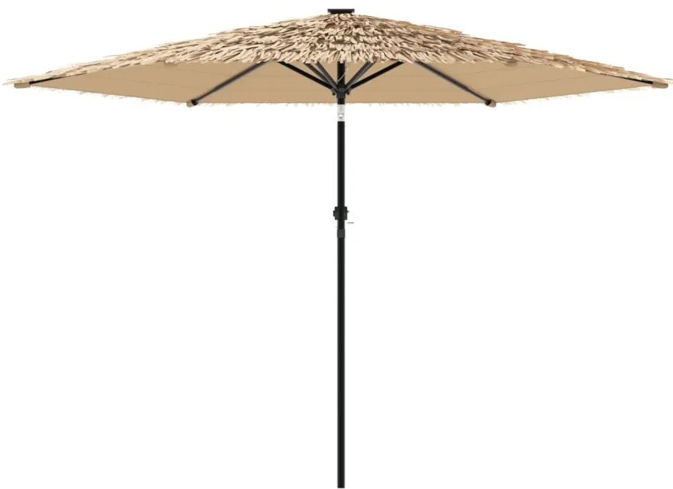 Guarda-sol de jardim com poste de aço 288x288x225 cm castanho