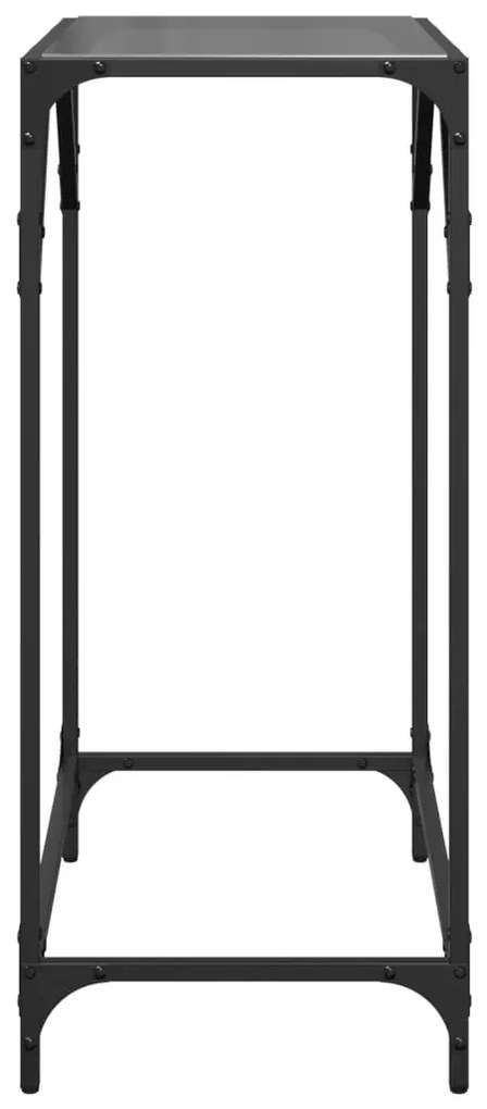 Mesa consola com tampo em vidro preto 60x35x81 cm aço