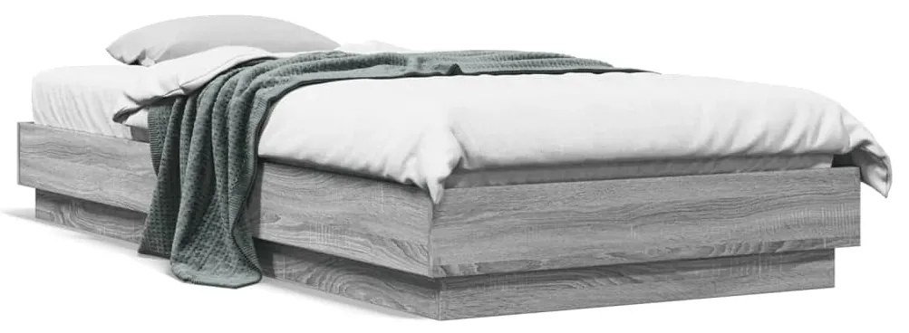 vidaXL Estrutura cama 90x200 cm derivados de madeira cinzento sonoma