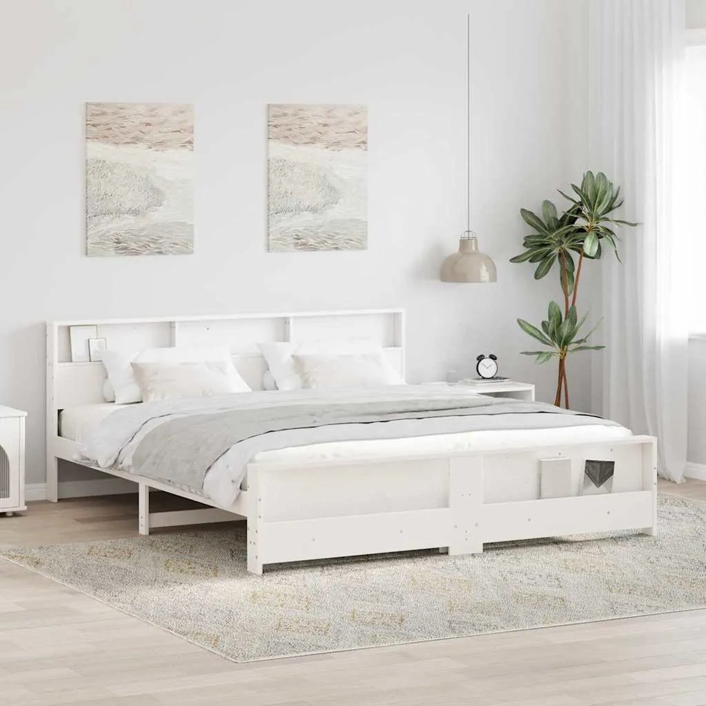 vidaXL Estrutura da Cama Branco 200 x 200 cm Madeira de pinho maciça