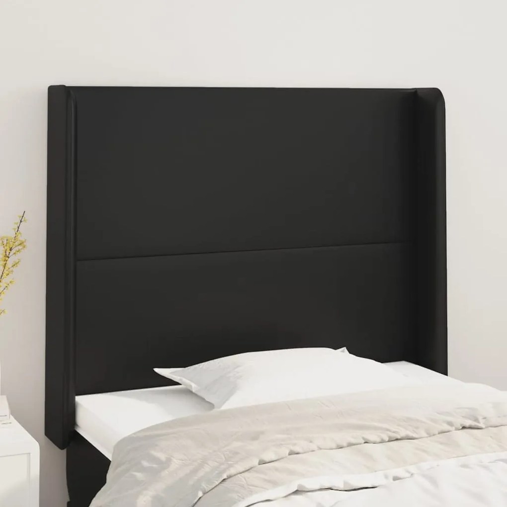 Cabeceira de cama c/ abas couro artif. 93x16x118/12 cm preto