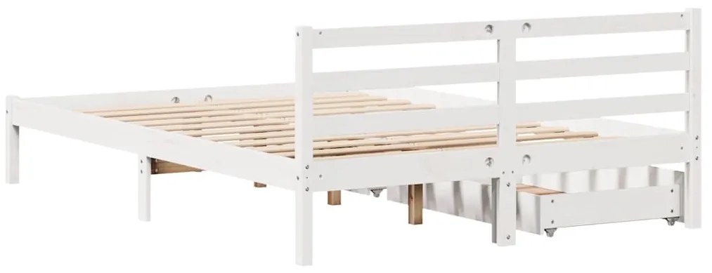Cama sem colchão 150x200 cm madeira de pinho maciça branco