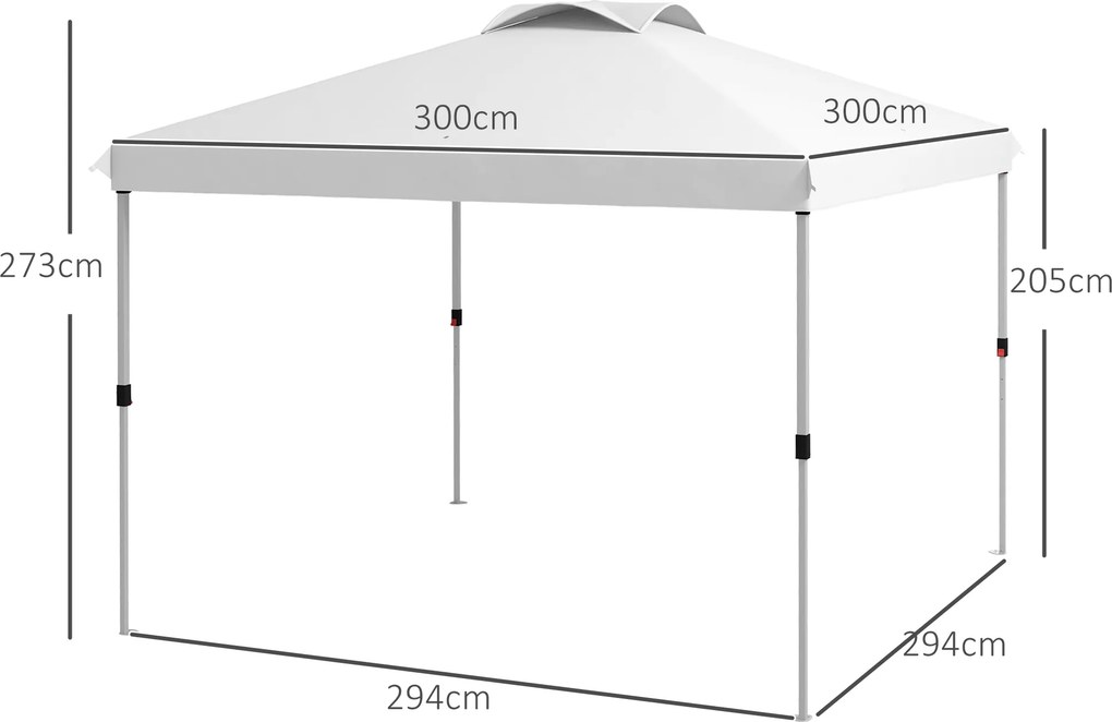 Tenda, barraca ou pavilhão de jardim pop-up dobrável de 3 x 3 m com saco de transporte com Rodas e alturas ajustáveis