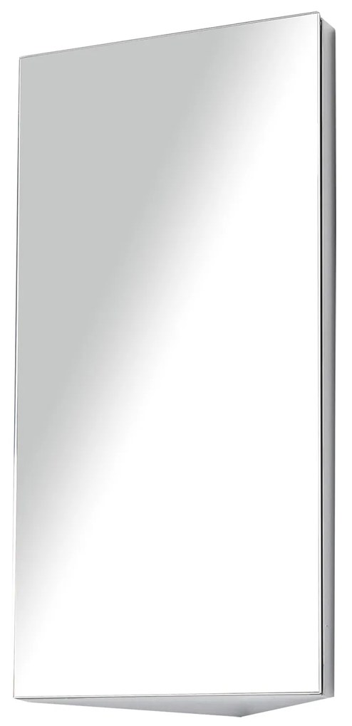 HOMCOM Armário de Canto para Banheiro em Aço com Porta de Espelho Fecho Magnético 3 Prateleiras Economizador de Espaço 60x30x18,4 cm | Aosom Portugal