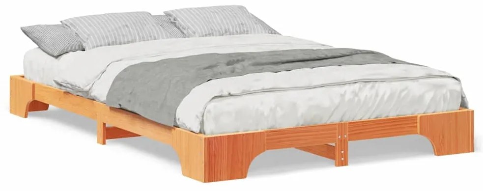 Estrutura de cama de chão Castanho 140 x 210 cm madeira