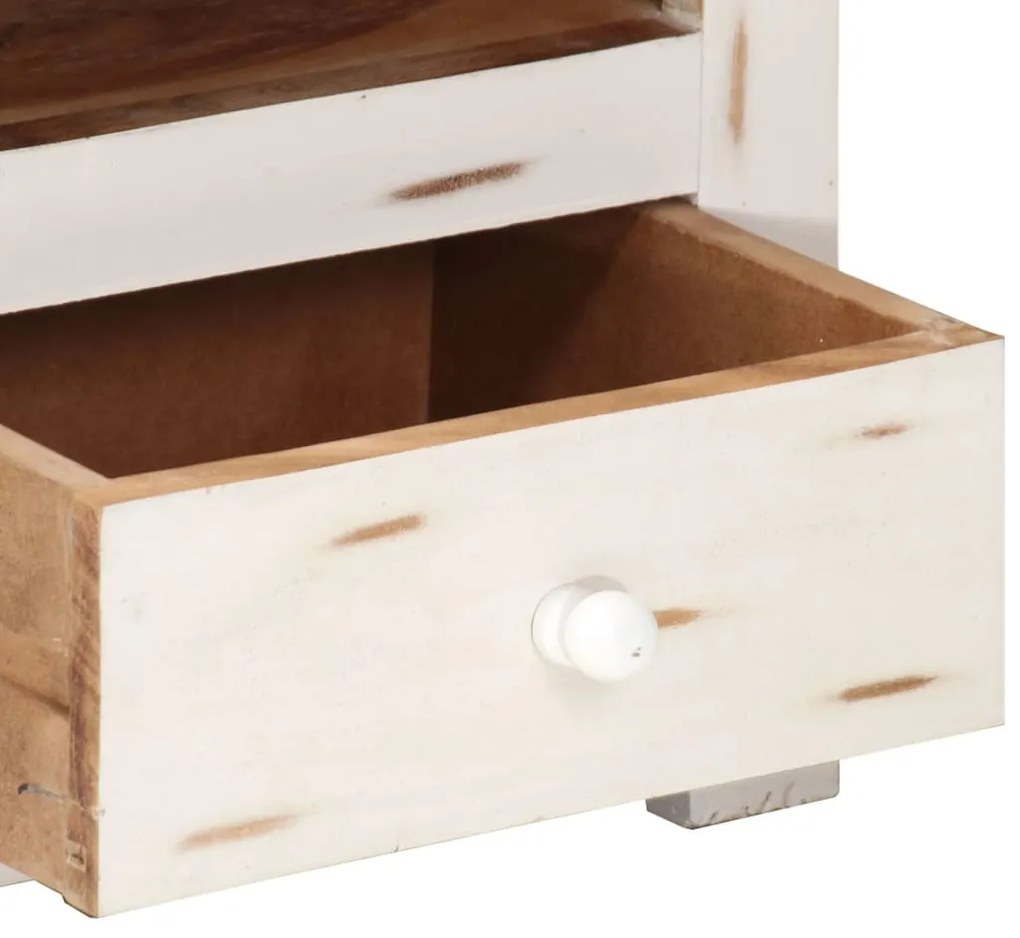 Móvel de TV madeira de acácia maciça 110x30x40 cm branco