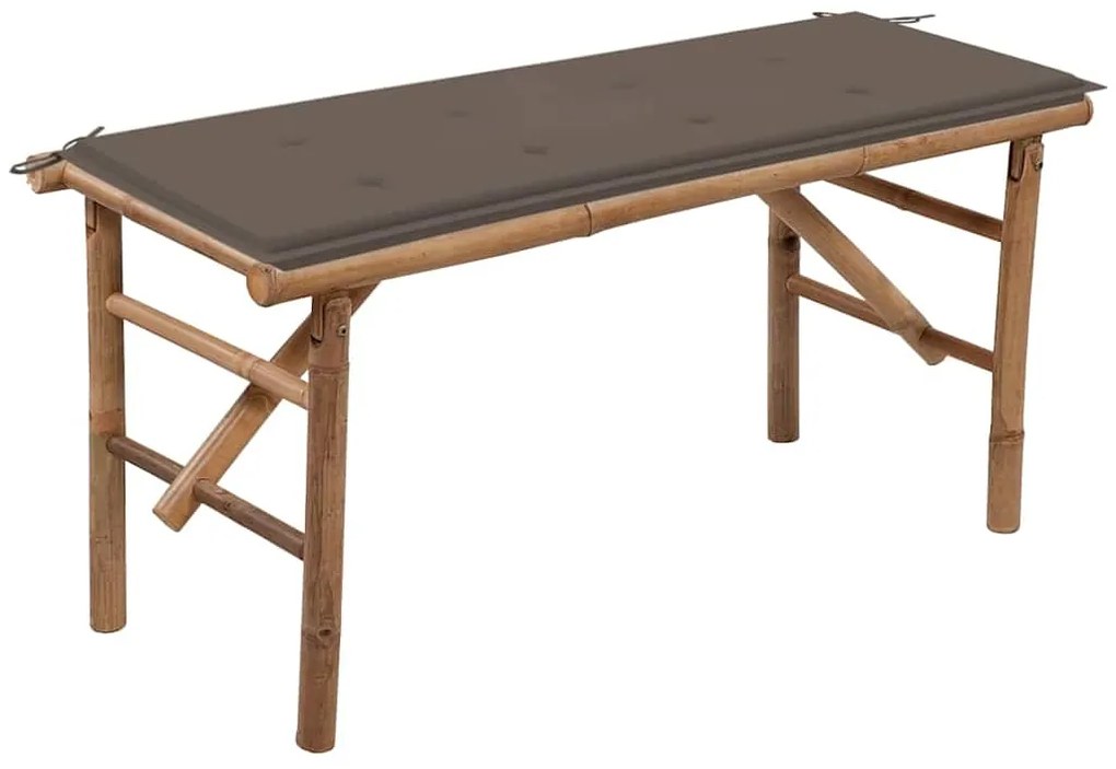vidaXL Banco de jardim dobrável com almofadão 118 cm bambu