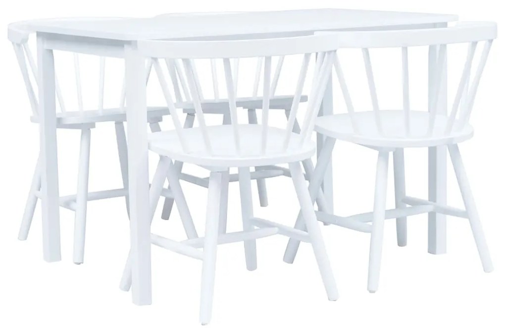 vidaXL 5 pcs conjunto de jantar madeira de seringueira maciça branco
