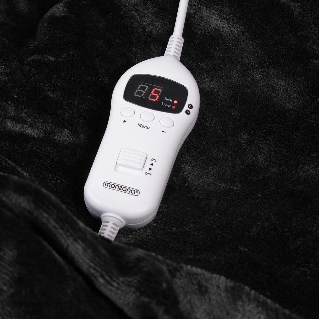 Manta aquecida de velo suave 180 x 130 cm Antracite