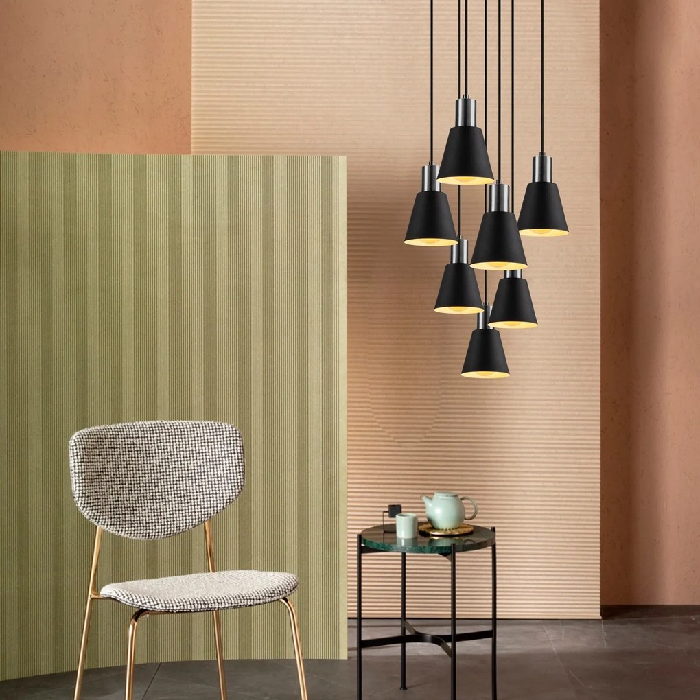 **** Candeeiro de Teto Kem – Preto Níquel – Diâmetro 43 cm, Altura 111