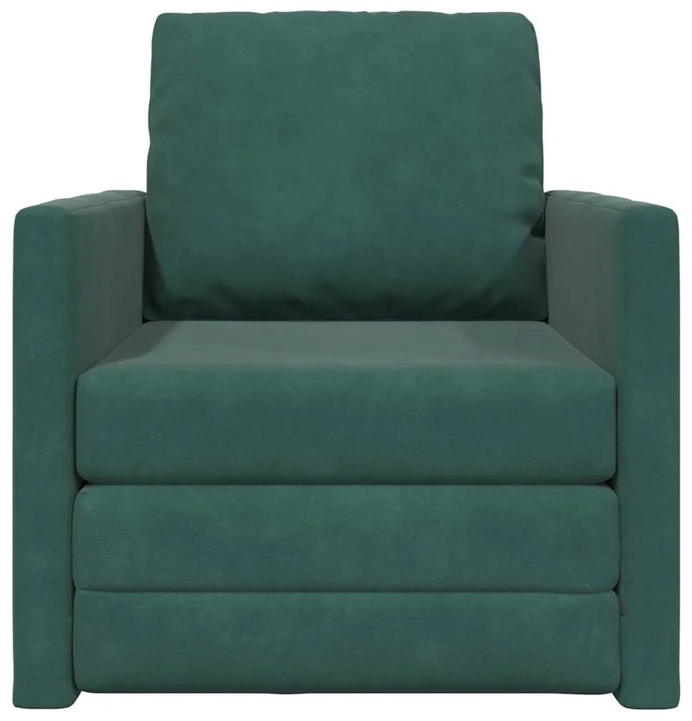 Sofá Cama 2 em 1 Verde Escuro 74x77x81 cm Veludo