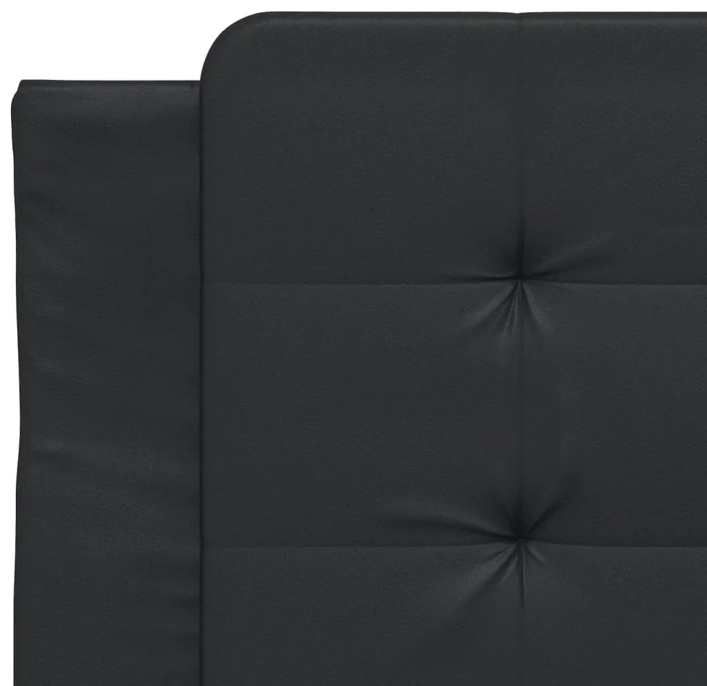 Estrutura de cama c/ cabeceira 90x190 cm couro artificial preto