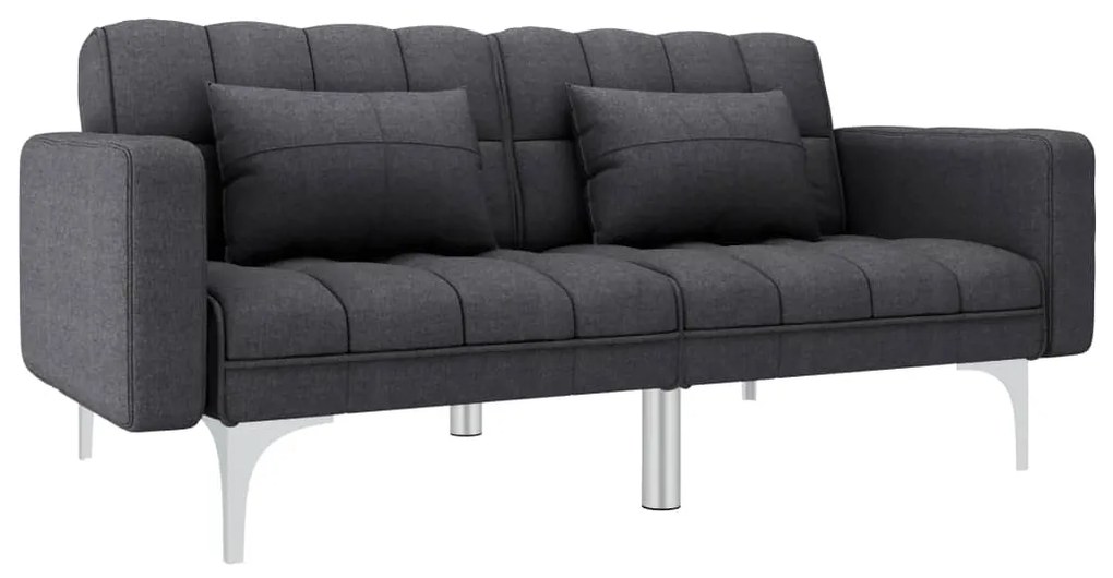 247214 vidaXL Sofá-cama em tecido cinzento-escuro