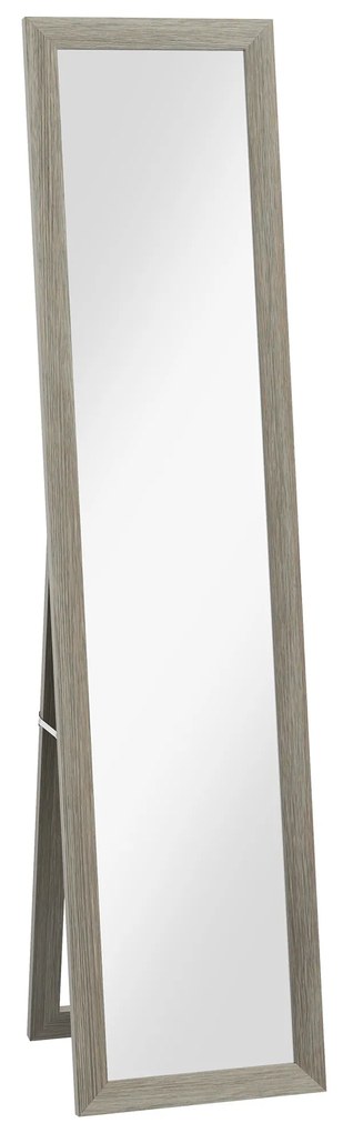Espelho de Pé 37x155 cm Espelho de Corpo Inteiro Espelho de Parede Retangular com Estrutura de Madeira Cinzento