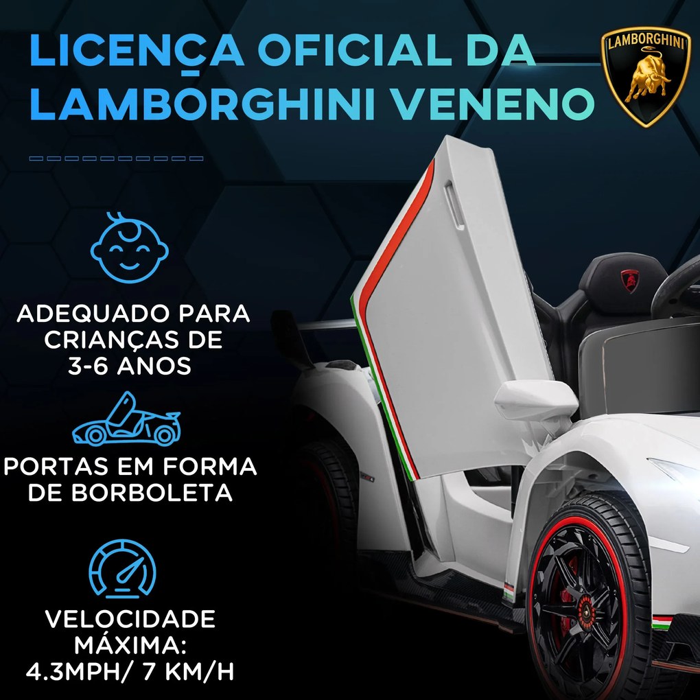 HOMCOM Carro Elétrico Lamborghini para Crianças de 3 a 6 Anos Carro a