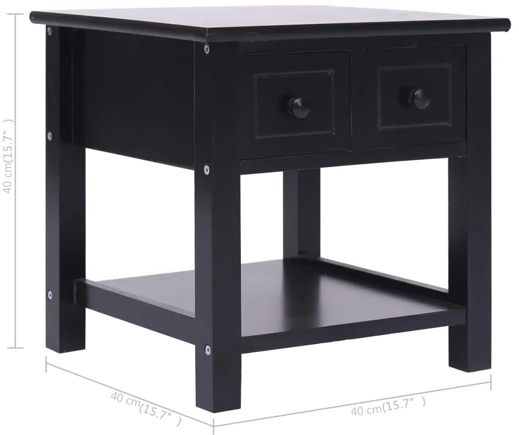 Mesa de apoio 40x40x40 cm madeira de paulownia preto