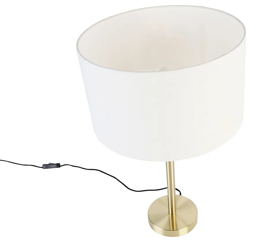Candeeiro de mesa clássico em latão com cúpula branca 35 cm - Simplo Design