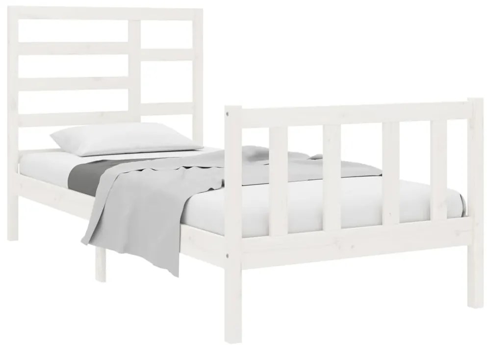 Estrutura cama pequena solteiro 75x190 cm madeira maciça branco