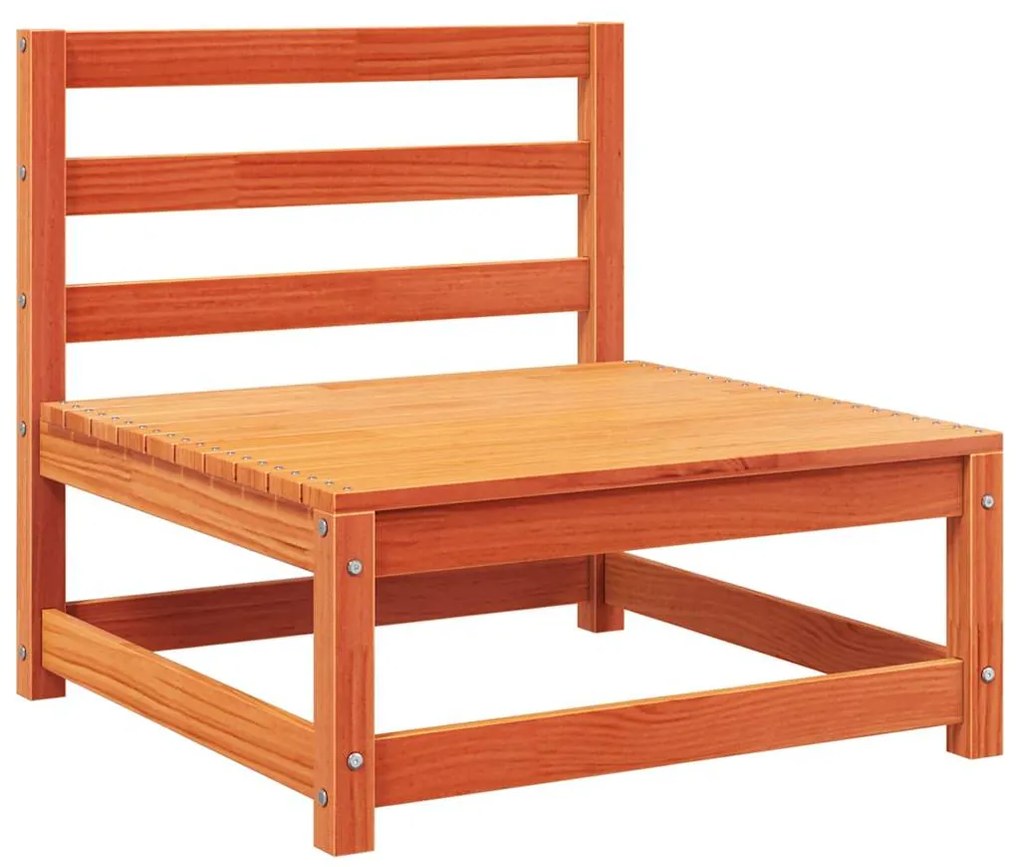 Sofá jardim s/ braços c/ almofadões pinho maciço castanho cera