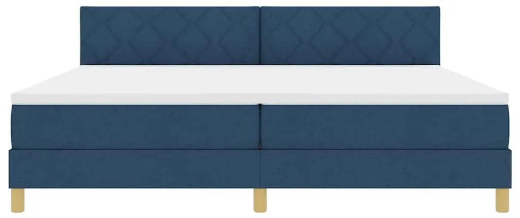 Cama Box Spring com Colchão Azul 200x200 cm Tecido