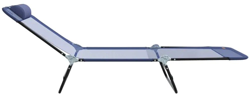 Espreguiçadeiras Dobráveis 2 pcs com Apoio de Cabeça Azul Textilene