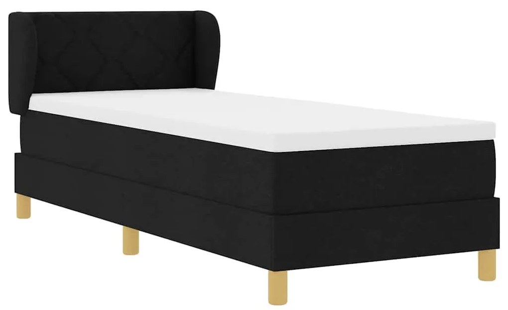 Cama Box Spring vidaXL com Colchão Preto 80x200 cm Tecido