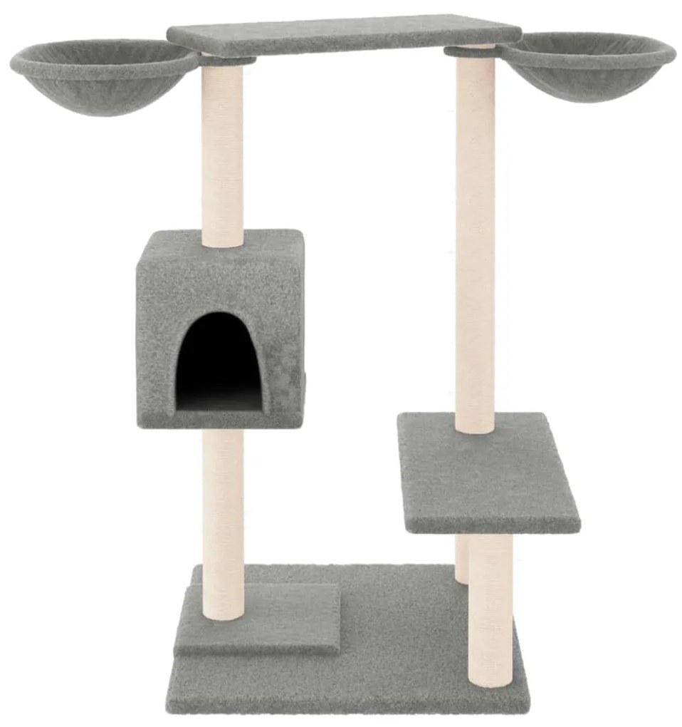 Árvore p/ gatos c/ postes arranhadores 82 cm cinzento-claro