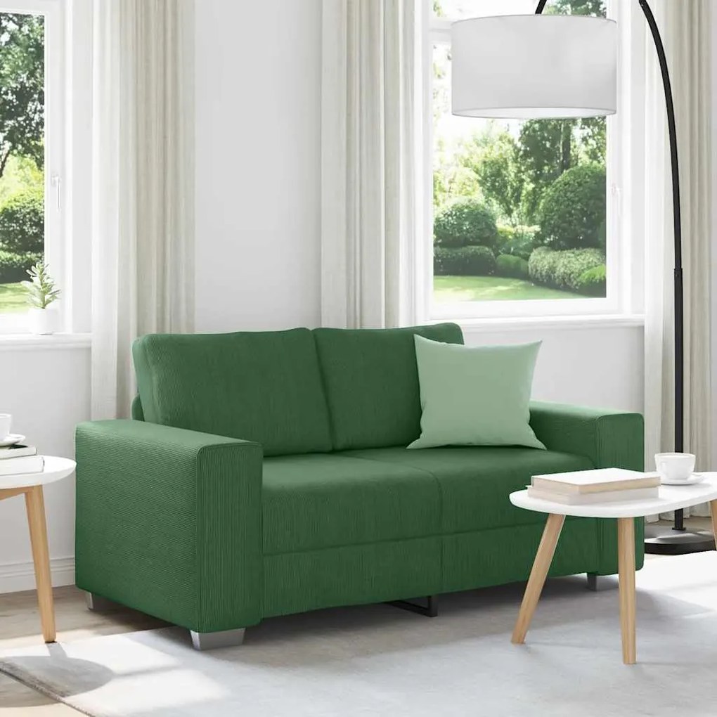 vidaXL Sofá-luvas 160x77x82 cm tecido corduroy verde escuro