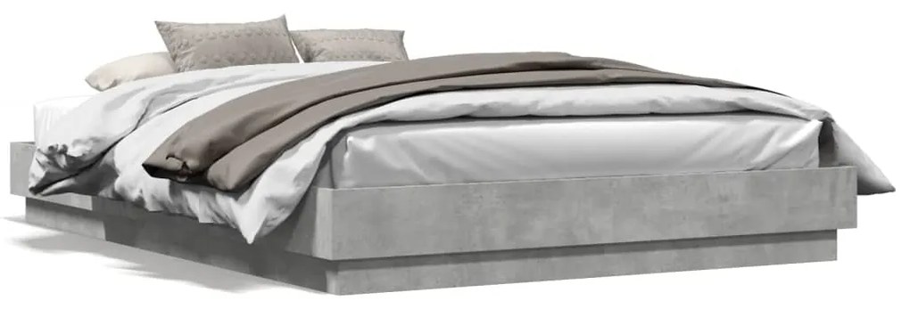 vidaXL Estrutura de cama 160x200 cm derivados de madeira cinza cimento