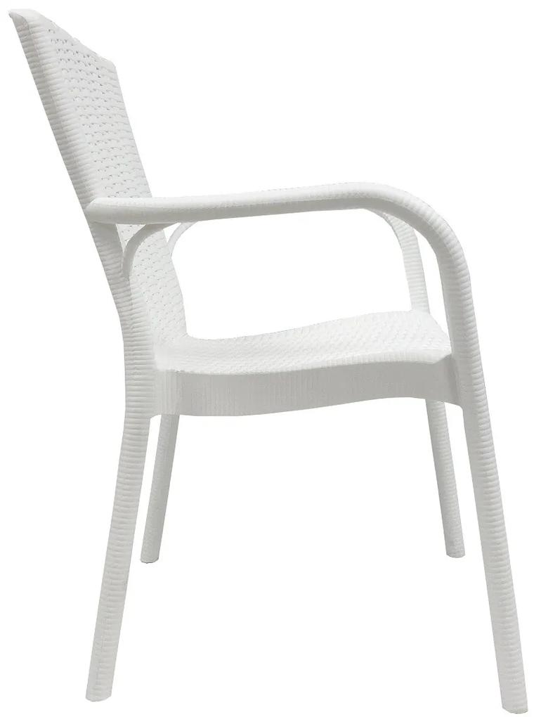 Conjunto 4 Cadeiras de Jardim, Terraço  NESTOR, empilhável, polipropileno branco Restaurante, Café, Bar
