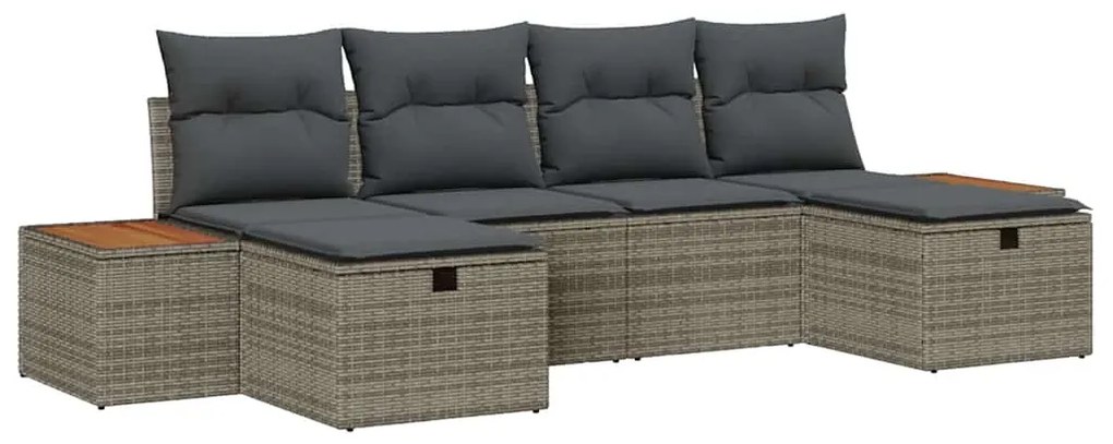 Conjunto de Sofás de Jardim vidaXL com Almofadas Cinza em Rattan Sinté