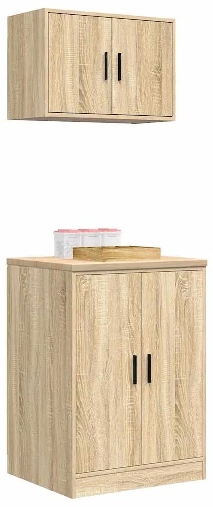 Armários de garagem 2pcs derivados de madeira carvalho sonoma