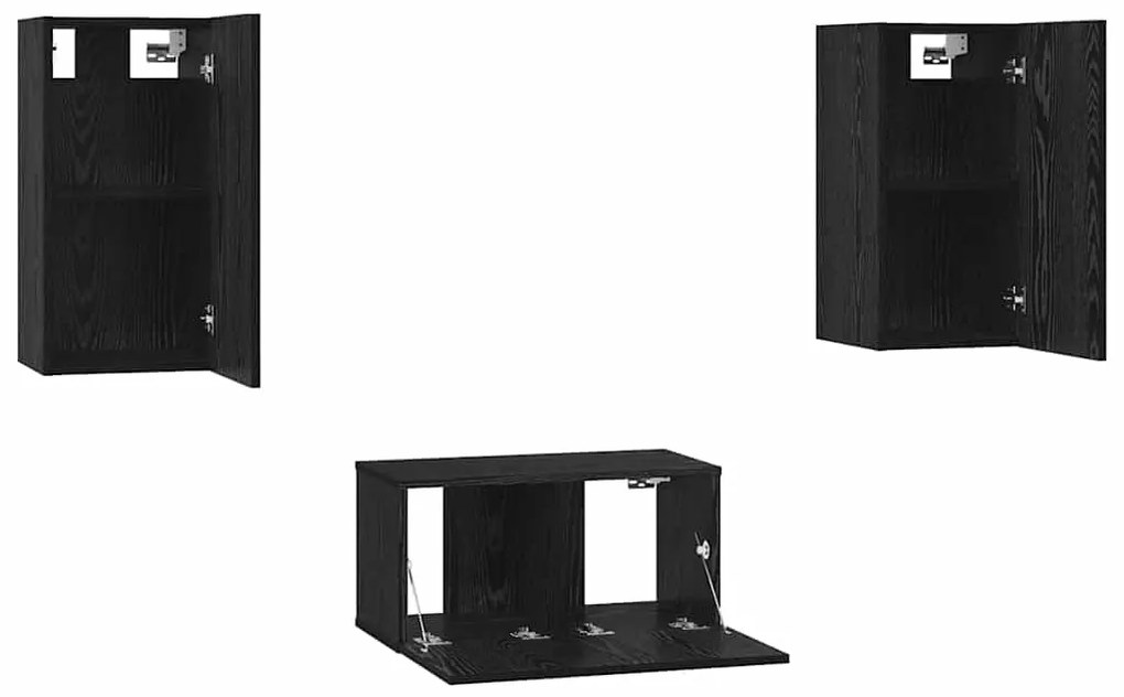 Conjunto de móvel de TV 3 pcs Carvalho Preto 60 x 30 x 30.5 cm