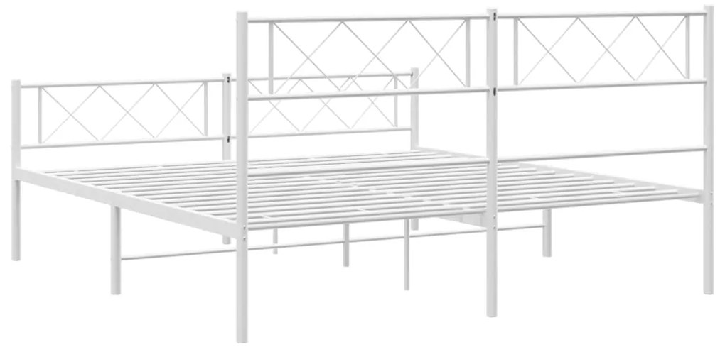 Estrutura de cama com cabeceira e pés 120x200 cm metal branco