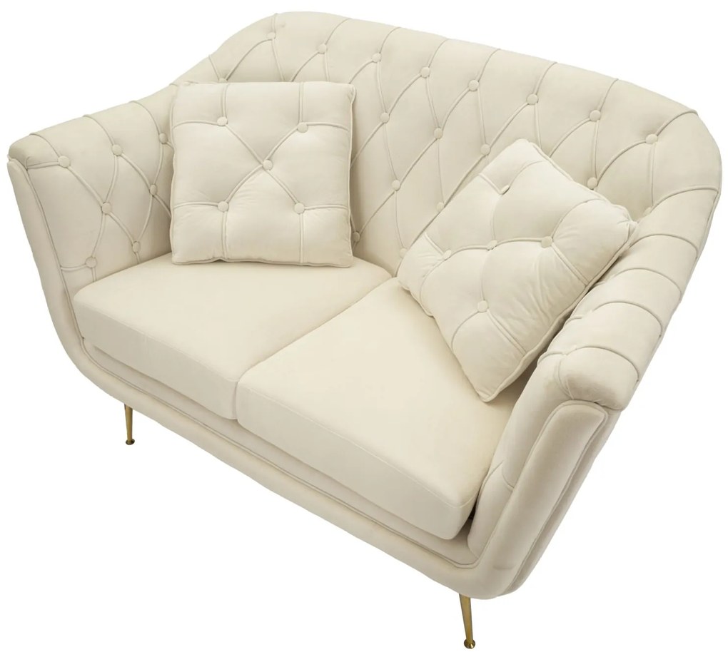 SOFÁ BUDAPEST DE 2 LUGARES COM ALMOFADAS CM 130X83X91 CREME