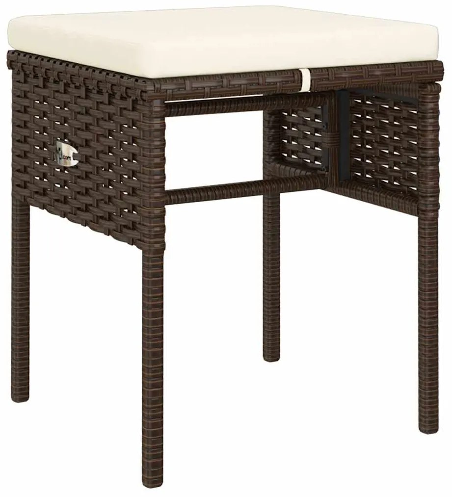 6 pcs conj. lounge jardim c/ almofadões 6 pcs vime PE castanho