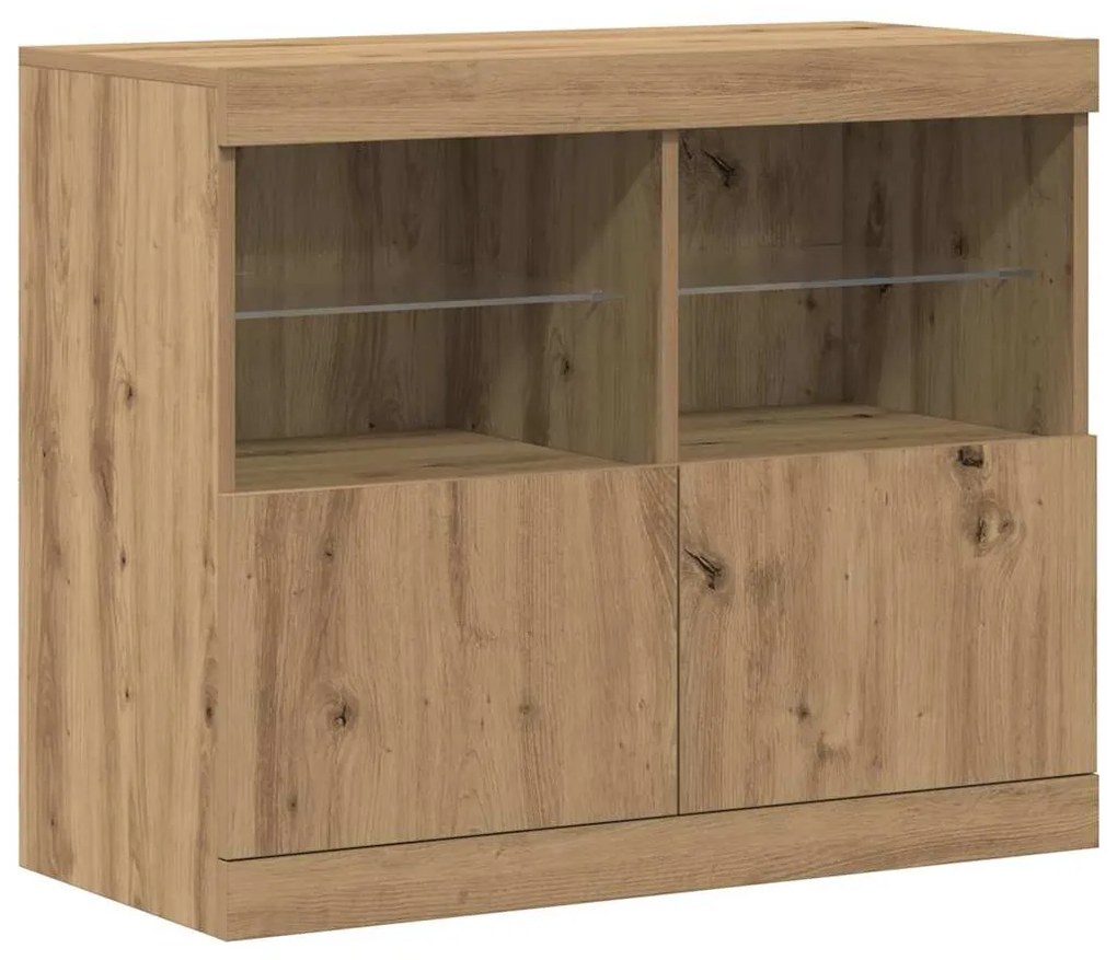 Buffet com Luzes LED Carvalho Artesanal 81x37x67 cm