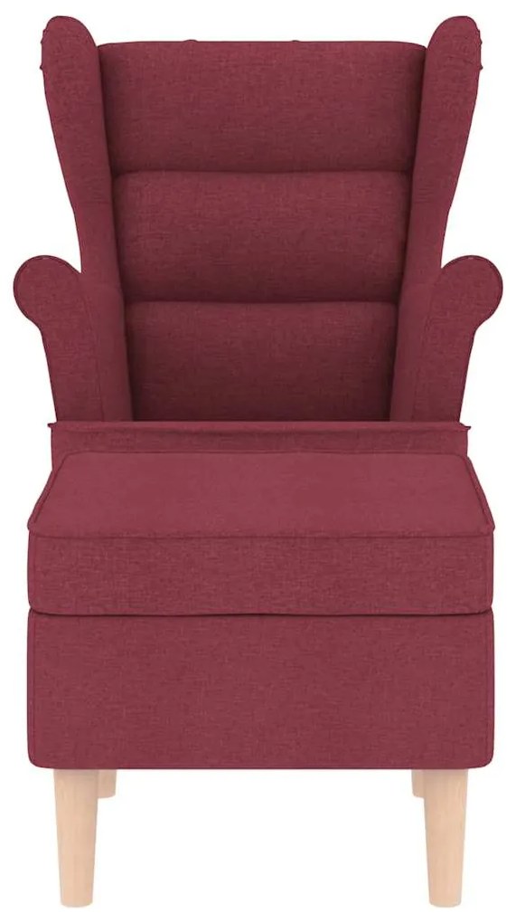 Poltrona com apoio de pés tecido vermelho tinto
