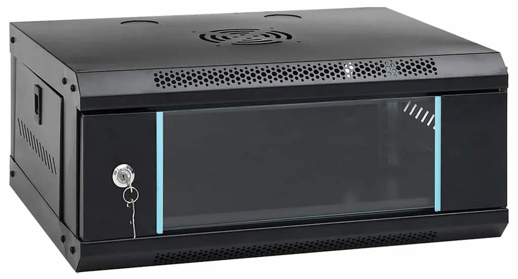 vidaXL Armário de Rede com armazenamento Preto 53 x 45 x 21 cm Aço