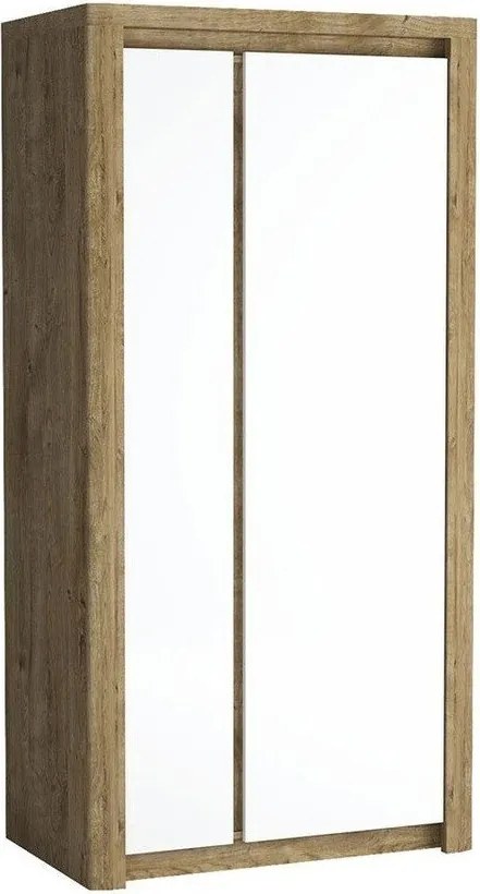 Roupeiro Etrmona 100, Branco brilhante, Ribbeck carvalho, 197x98x59cm, 92.79 kg, Portas para roupeiro: Com dobradiças